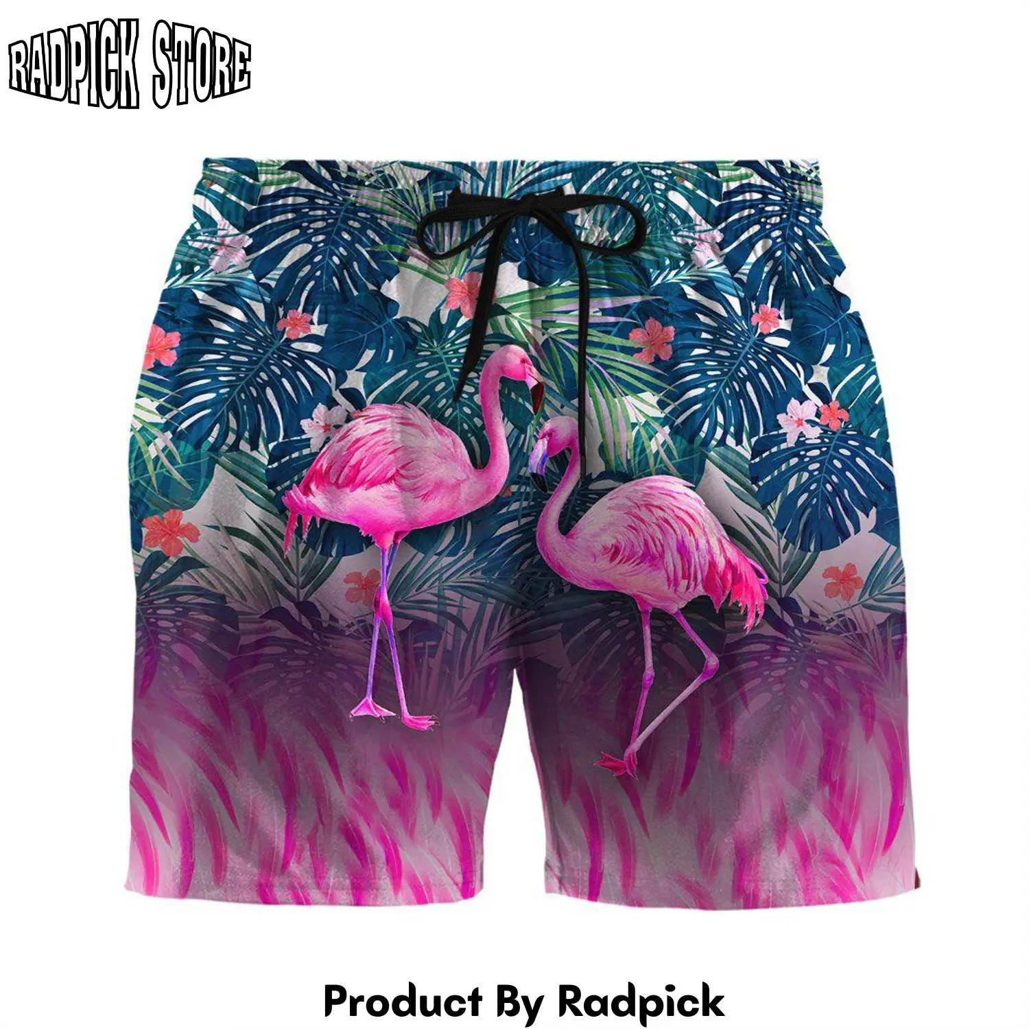 Radpick 3d flamingo hawaii custom beach shorts swim trunks k14 rp631525
